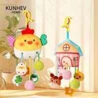 Kunhev Đồ chơi mảng bám giác quan, Phim hoạt hình có chuông lục lạc Chuông nôi cho bé, Món quà dễ thương Đồ chơi giáo dục sớm mềm đa chức năng cho bé