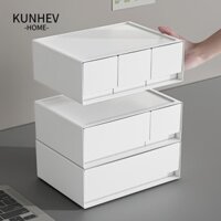 KUNHEV Giá để đồ ngăn kéo KUNHEV, Hộp lưu trữ có thể xếp chồng lên nhau bằng nhựa, Loại ngăn kéo đa chức năng Hộp lưu trữ máy tính để bàn Phòng tắm