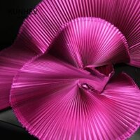 Kunhev Kim Loại Xếp Ly Vải, Lớn 150cm Vải Organ Rộng, Thời Trang Polyester Thiết Kế Vải Cưới Vàng Trang Trí