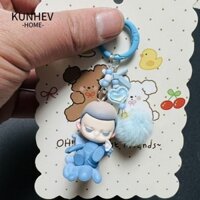 Kunhev KUBO Thở vào dòng túi Mặt dây chuyền, Sang trọng POP MART Hirono X Le Petit Prince Series Móc khóa, Phim hoạt hình POPBEANS Vòng chìa khóa ô tô Quà tặng