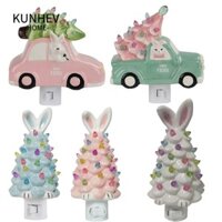 Kunhev Thỏ Động Vật Đèn Ngủ Trang Trí, Vui Vẻ Phục Sinh Hoạt Hình Thỏ Đèn Ngủ Trang Trí, Cây Thỏ Cắm Tường Giả Lửa Trại Đèn Ngủ Phục Sinh Quà Tặng