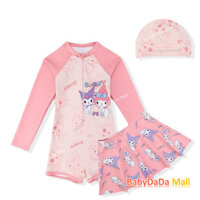 Kuromi Bé Gái Đồ Bơi Màu Hồng Phù Hợp Với Dài Tay Nhanh Khô Một Mảnh Đồ Bơi Chống Nắng Giữa