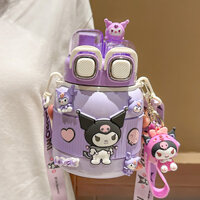 Kuromi Giai Điệu Hoạt Hình Sanrio Trẻ Em Bình Giữ Nhiệt Cô Gái Học Sinh Tiểu Học Trường Cốc Nước Đặc Biệt 316 Thép Không Gỉ Đôi Uống Ống Hút Cốc Uống Đôi