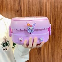 Kuromi ins Phong Cách Nhật Bản Hộp Bento Giá Trị Cao Hộp Cơm Trưa Sinh Viên Dễ Thương Hộp Cơm Trưa Hai Lớp Có Thể Vi Sóng Với Bộ Đồ Ăn / QQAAP