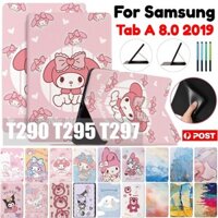 Kuromi Labububupu My Melody Phim Hoạt Hình Flip Case Cho Samsung Galaxy Tab A 8.0 2019 SM-T290 SM-T295 SM-T297 Siêu Mỏng Trẻ Em Dễ Thương Da Đứng Chống Sốc