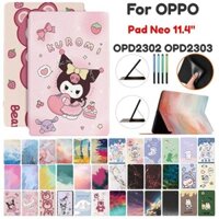 Kuromi Melody Crayon Shin Chan Labububu Cho Oppo Pad Neo 2024 11.4 inch Trẻ Em Họa Tiết Hoạt Hình Dễ Thương Da + TPU Thời Trang Flip Stand Vỏ Bảo Vệ Máy Tính Bảng