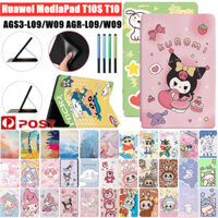 Kuromi Melody Labubuku Crayon Shin Chan Cho Huawei MatePad T10S T10 AGS3-L09 / AGS3-W09 AGR-L09 AGR-W09 Họa Tiết Hoạt Hình Da + TPU Thời Trang Flip Stand Vỏ Bảo Vệ Máy Tính Bảng
