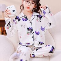 Kuromi My Melody Hello Kitty Bộ Đồ Ngủ Cho Bé Gái Dài Tay Quần Đồ Ngủ 2 Miếng Phù Hợp Với Sanrio Disney Lotso Stitch