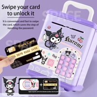 Kuromi Piggy Bank Melody Máy ATM Mở khóa bằng thẻ & vân tay Tabung Kid ATM Mật khẩu Hộp an toàn Tabung Music Coin Bank