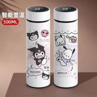 Kuromi Pochacco Bé Gái Học Tập Bình Nước Inox 500mL Giữ Nhiệt Cốc Giữ Ấm Nhiệt Kế Thông Minh Di Động