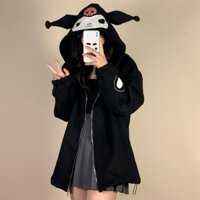 Kuromi Stitch Phong Cách Hàn Quốc Dày Áo Lông Cừu Lót Cặp Đôi Nam Nữ Áo Khoác Có Mũ Trùm Đầu Hoạt Hình