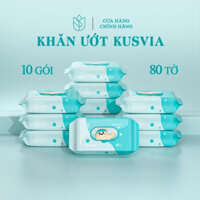 [KUSVIA] Thùng 10 Gói Khăn Giấy Ướt Khăn Ướt Đa Năng 80 Miếng/Gói, Mềm Mại, An Toàn Cho Da Cho Bé