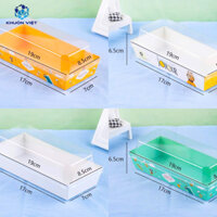 [KV] Hộp giấy chữ nhật đựng bánh bông lan, bánh ngọt Lốc 50 hộp kèm nắp