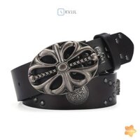 Kvjjl Hợp Kim Khóa Thắt Lưng Với Thoáng Mát Phong Cách Punk Y2k Đầu Lâu Kim Loại Khóa Da PU Đa Năng Quần Jean Trang Trí Tiệc Thắt Lưng Nam Mới
