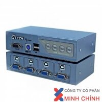 KVM Switch 4 port VGA USB and PS2 chính hãng DTECH DT-8041