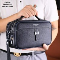 KVT04 Ví Khóa Vân Tay,Ví Khóa Số, Ví Nam Cầm tay, Clutch Cầm Tay Nam Da Bò Hermes