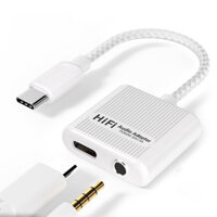 [Ky] Bộ chuyển đổi và bộ sạc âm thanh USB C sang 3,5mm 2 trong 1 với Bộ chuyển đổi giắc cắm tai nghe Chip DAC 32Bit / 384Khz độ phân giải cao cho IPhone cho Samsung