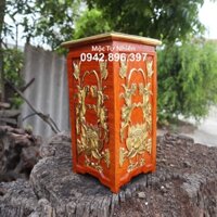 Kỷ đế kê hoa sen vàng vuông hộp gỗ hương cao 20cm và 25cm