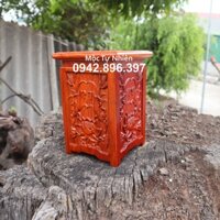 Kỷ đế kê hoa sen vuông hộp gỗ hương cao 20cm và 25cm