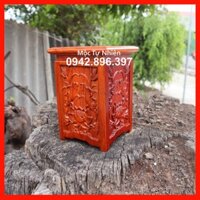 Kỷ đế kê hoa sen vuông hộp gỗ hương cao 20cm và 25cm