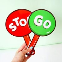 Ký hiệu STOP & GO có cực Dấu hiệu hai mặt cầm tay Lớp học trẻ em xếp hình tương tác giáo dục sớm
