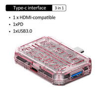 [Ky] Hub Type-C trong suốt đa chức năng 4K HDMI tương thích USB3.0 100W PD Trạm nối 3 trong 1 5Gbps Truyền dữ liệu tốc độ cao Bộ chuyển đổi đa cổng Phụ kiện máy tính xách tay