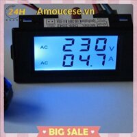 Kỹ thuật số AC 300V 100A LCD Bảng điều khiển kép Volt Amp Combo Meter + CT 110V 220V 240V