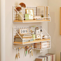 Ký túc xá Kệ đầu giường Giá sách treo tường không đục lỗ Nghệ thuật Sắt Ký túc xá Hàng sinh viên Treo tường trên Bunk Lưu trữ Dụng cụ tiện dụng