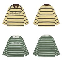 Kyushuad Áo sơ mi nam dài tay kiểu Mỹ cổ điển đại học Áo sơ mi POLO áo len nam