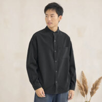 Kyushuad Áo Sơ Mi Nam Trắng Phong Cách Hàn Quốc Thời Trang Ba Phần Tư Tay Đứng Cổ Áo Sơ Mi