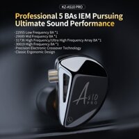 Kz AS10 PRO 5BA IEMs Tai nghe nhét tai HiFi có dây Tai nghe âm thanh nổi Bass Tai nghe có cáp âm thanh có thể tháo rời mạ bạc