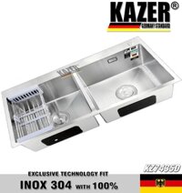 KZ7435D-10050 - BỒN RỬA CHÉN 2 HỘC KAZER, INOX ĐÚC NHẬP KHẨU 304 100%