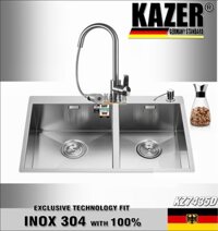KZ7435D-7843 - BỒN RỬA CHÉN 2 HỘC KAZER, INOX ĐÚC NHẬP KHẨU 304 100%