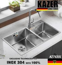 KZ7435L-8245 - BỒN RỬA CHÉN 2 HỘC KAZER, INOX ĐÚC NHẬP KHẨU 304 100%