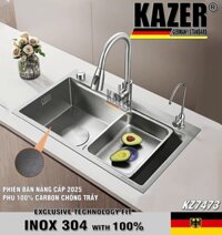 KZ7473 - BỒN RỬA CHÉN 1 HỘC KAZER, INOX ĐÚC NHẬP KHẨU 304 100%
