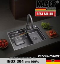 KZ7475X - BỒN RỬA CHÉN 1 HỘC KAZER, INOX ĐÚC NHẬP KHẨU 304 100%