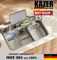 KZ7476 - BỒN RỬA CHÉN 1 HỘC KAZER, INOX ĐÚC NHẬP KHẨU 304 100%