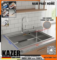KZ7478M -7547- BỒN RỬA CHÉN 1 HỘC KAZER, INOX MỜ  ĐÚC NHẬP KHẨU 304 100%