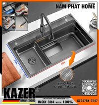 KZ7478X -7547- BỒN RỬA CHÉN 1 HỘC KAZER, INOX ĐÚC NHẬP KHẨU 304 100%