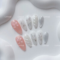L064 Nail box thiết kế màu thạch tráng gương gel nổi đính nơ