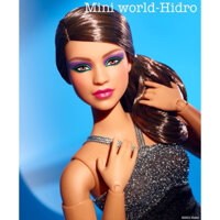 L12 Búp bê Mattel Barbie Looks Curvy Body Type  & Black Halter Dress body khớp made to move chính hãng Mattel Looks 12