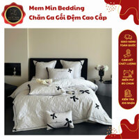 (L4887) Bộ Chăn Ga Gối Thiết Kế Hình Nơ Phong Cách Châu Âu Lộng Lẫy Quý Tộc - MemMinbedding