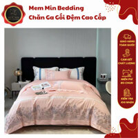 (L4888) Bộ Chăn Ga Gối Cotton Sateen 100s Cao Cấp Công Nghệ In Hoa Sang Trọng Trang Nhã - MemMinbedding