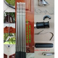 (L5)Sào rút inox đa năng,gậy kéo dài như ý,thu gọn.móc cành cây,lấy quả trên cao,phơi đồ,treo lồng chim,cán vợt cá