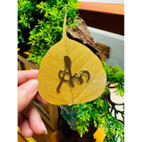 LÁ BỒ ĐỀ THẬT NHŨ VÀNG, CHỮ AN MẠ VÀNG 18k, TẶNG LẮC TAY