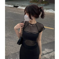 La Boutique Black Set • Set voan đen + chân váy lụa