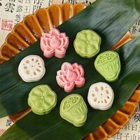 Lá Sen Hoa Bánh Trung Thu Khuôn Phong Cách Mới Bấm Tay Hoa Sen Làm Bánh Ngọt Da Đá Đậu Xanh Máy Xay Bánh Gia Đình Nướng