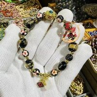 Lá Vàng Đen Dạ Quang cát vàng thủy tinh khóa an toàn Ruyi Vòng Tay Sứ màu xám thơm Panjiayuan danh lam thắng cảnh chuyển Chuỗi Hạt Vòng Tay VKCQ