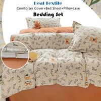Lá xanh thỏ thiết kế giường bộ vải lanh đơn nữ hoàng cỡ vua dây kéo chăn ga gối bìa phim hoạt hình / hoa thiết kế giường bộ