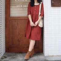 Lá Xoè | Đầm linen cổ phối ren cotton bánh bèo siu xinh